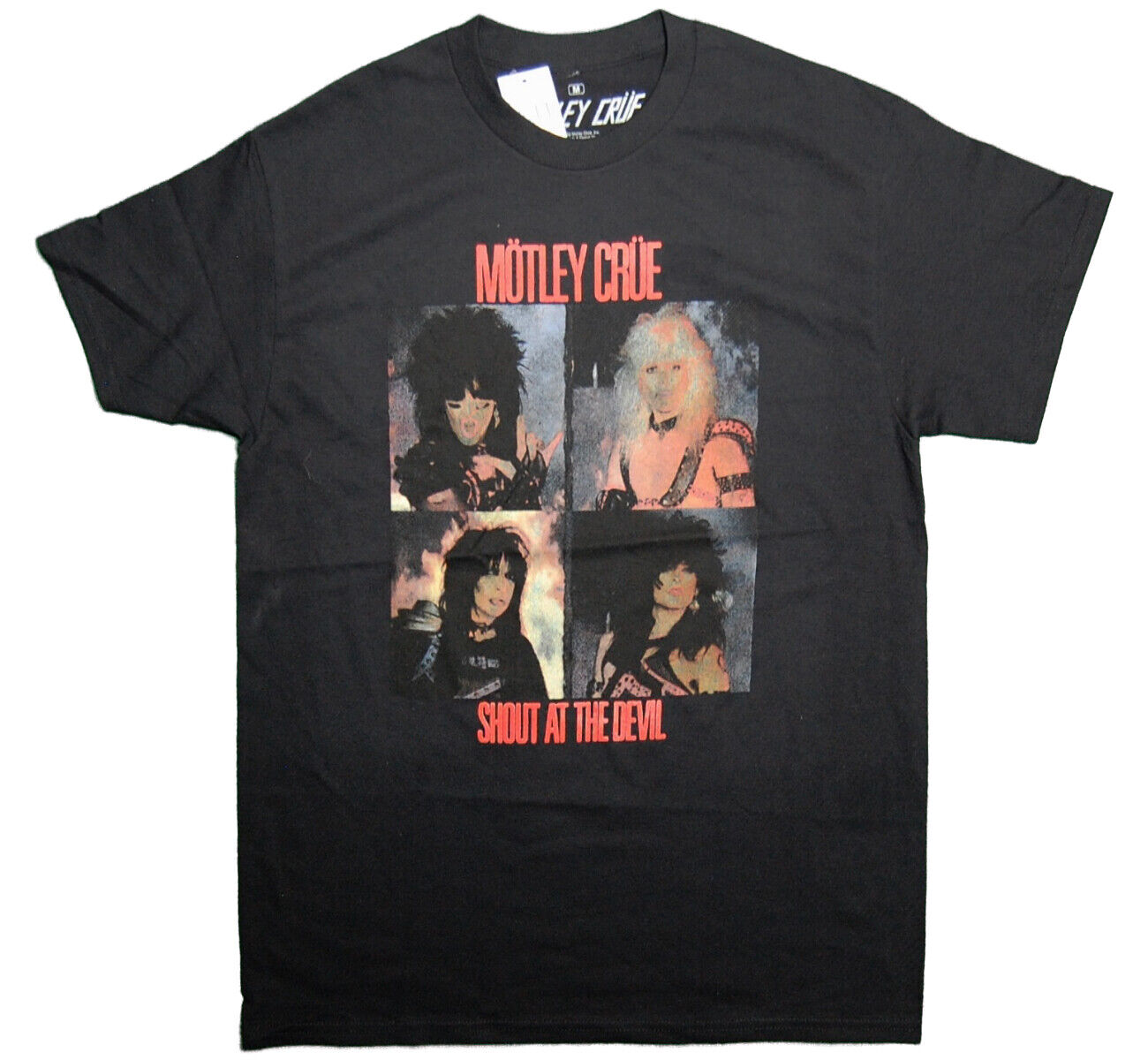 New Motley Crue heavy metal band Shout Devil Mens Black T Shirt Cotton Tee