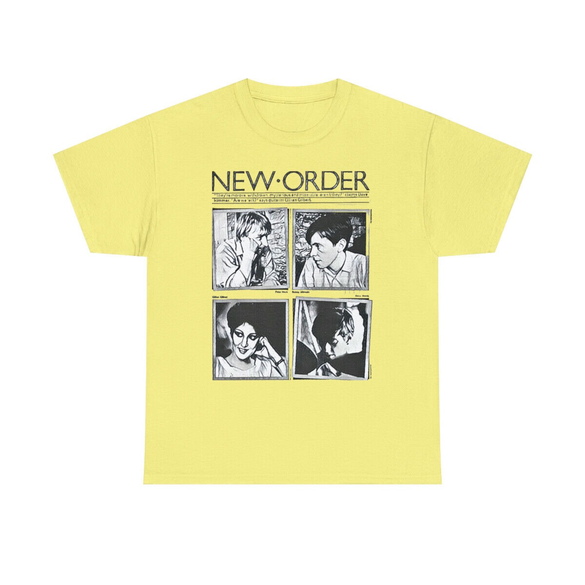 New Order Graphic Print Band Art Black & White Unisex Heavy Cotton T-Shirt