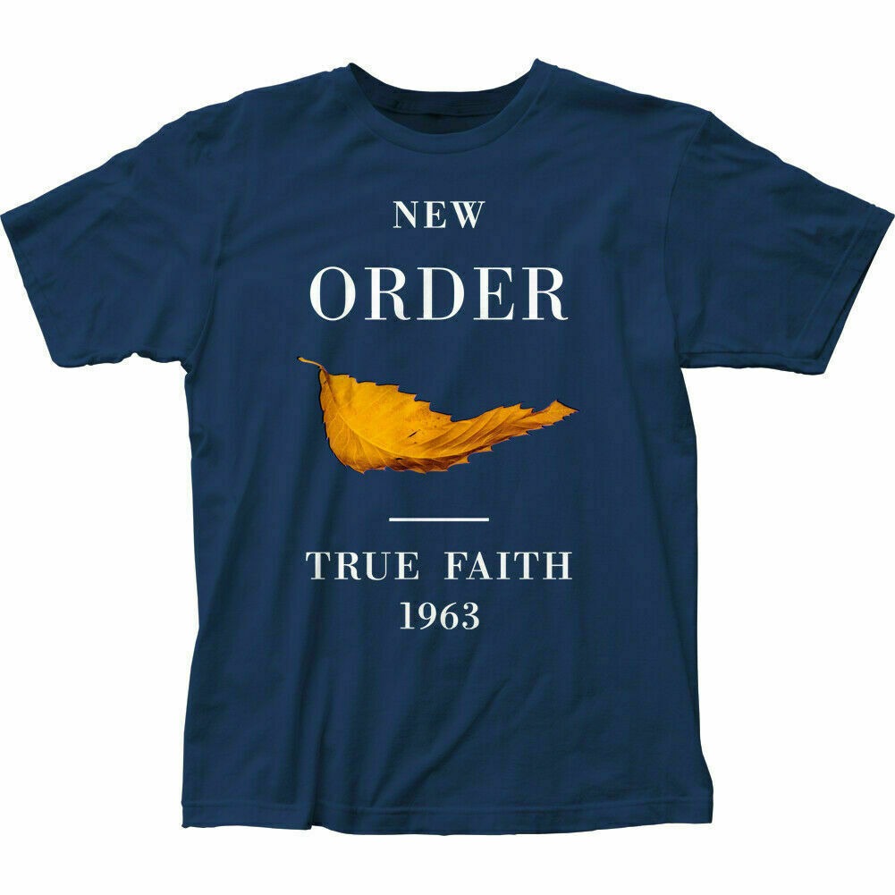 New Order True Faith T Shirt Mens Licensed Rock N Roll Band Retro Tee Navy Blue