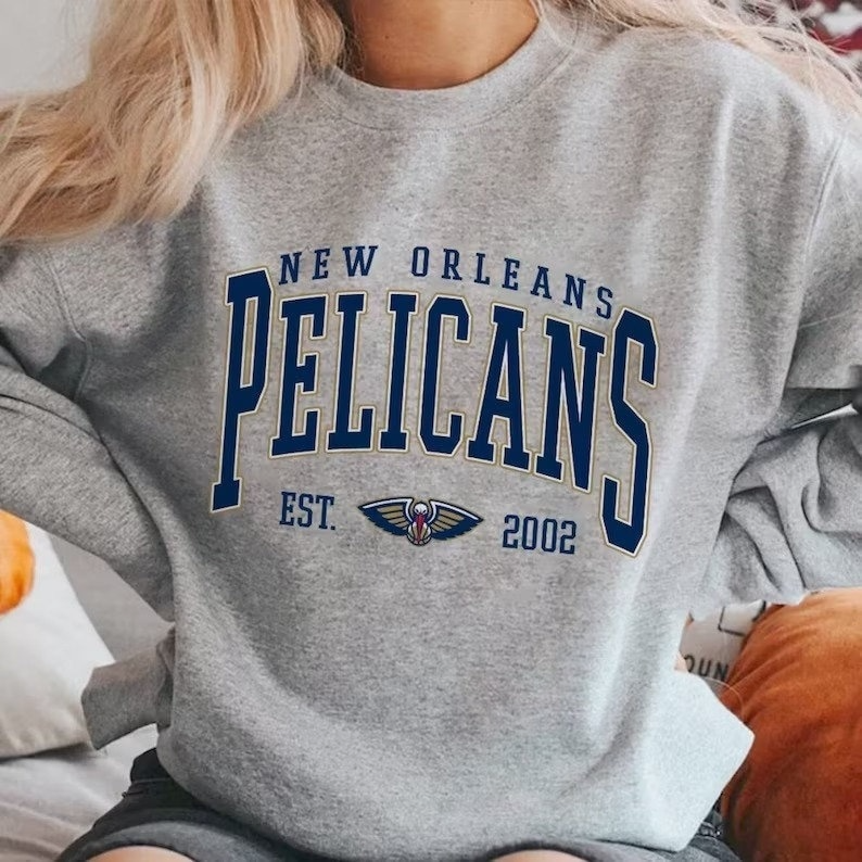 New Orleans Pelican, Vintage New Orleans Pelican Sweatshirt Spoort Gray