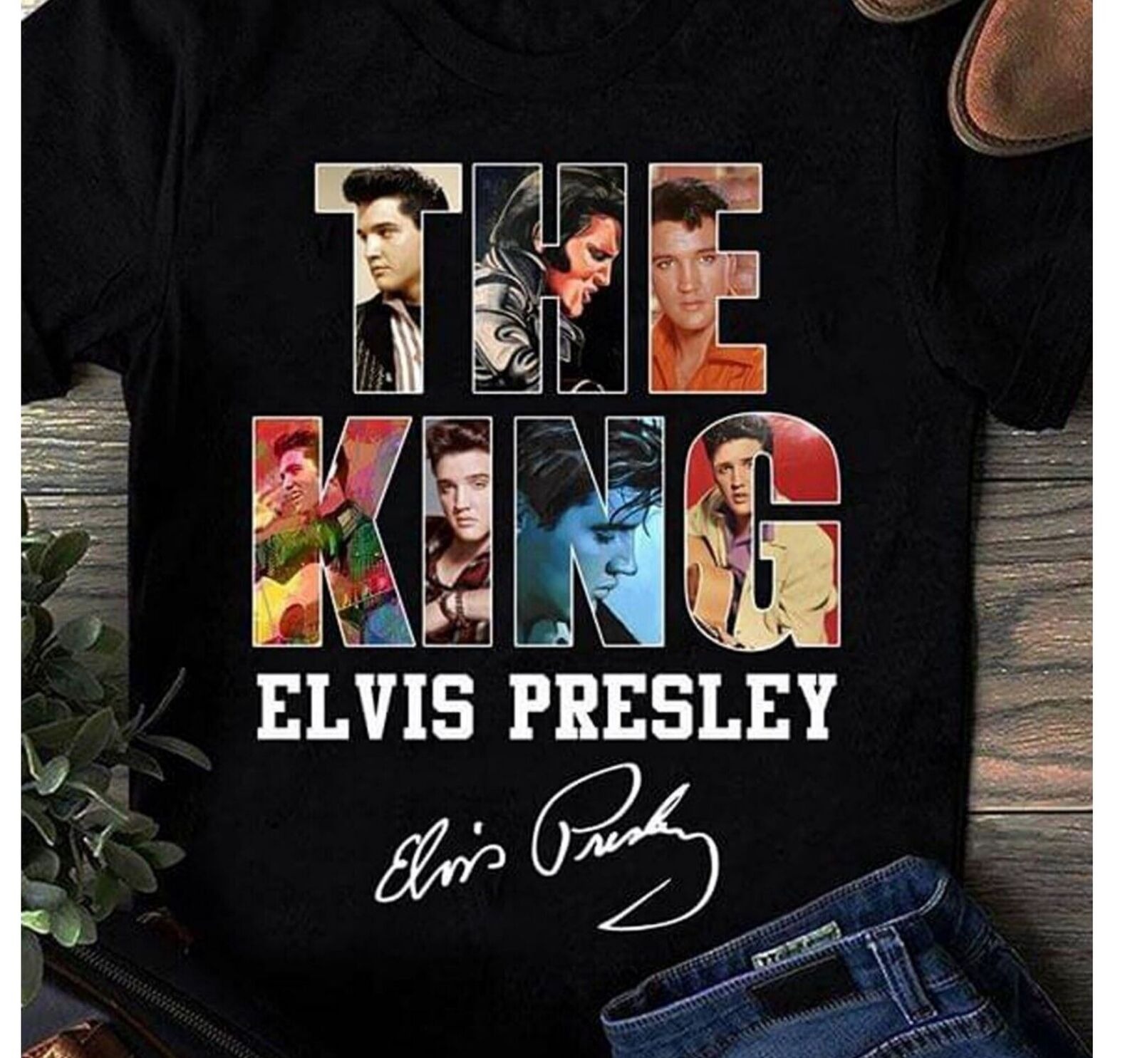 New The King Elvis Presley Signatures Short Sleeve Unisex S-5XL T-Shirt