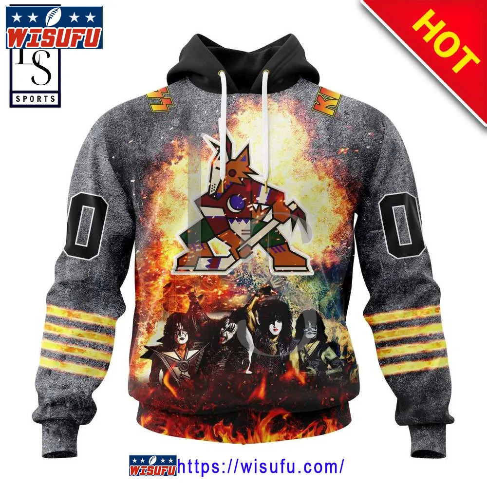 NH.L Arizona Coyotes Special Mix Kiss Band Design Hoodie