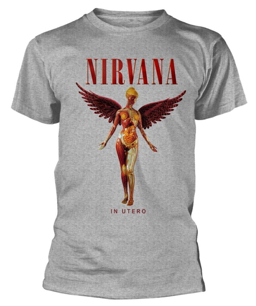 Nirvana T Shirt In Utero Officially Licensed Mens Grey Tee Kurt Cobain Grohl