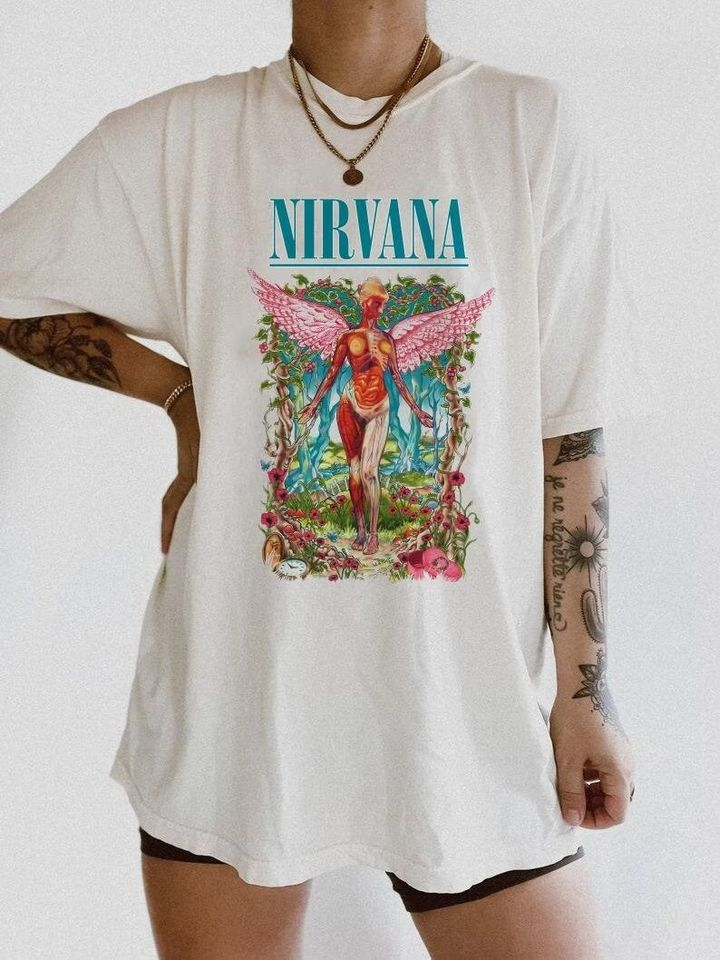 Nirvana Unisex Shirt Vintage Band Tee In Utero Nirvana Tour 90s Shirt