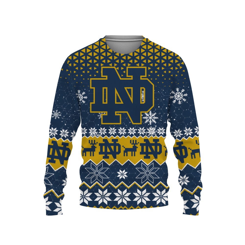 Notre Dame Fighting Irish Sports Football American Ugly Christmas Sweater New Trends For Fans Club Gifts Unisex, Hoodie, Sweatshirt-3D Sweatshirt