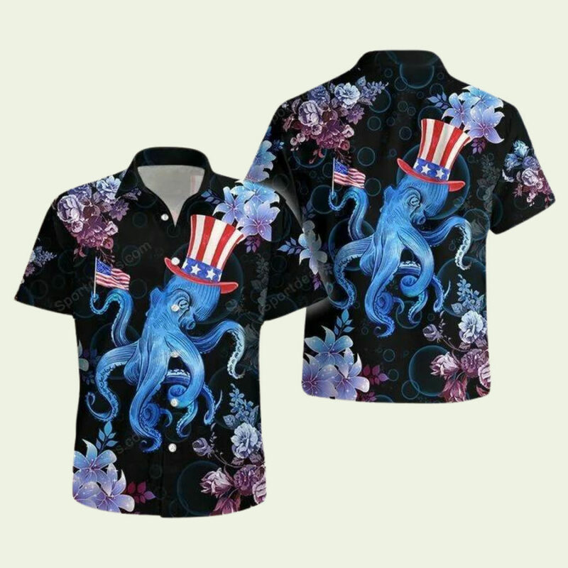 OCEAN OCTOPUS 4TH JULY TROPICAL HAWAIIAN SHIRT