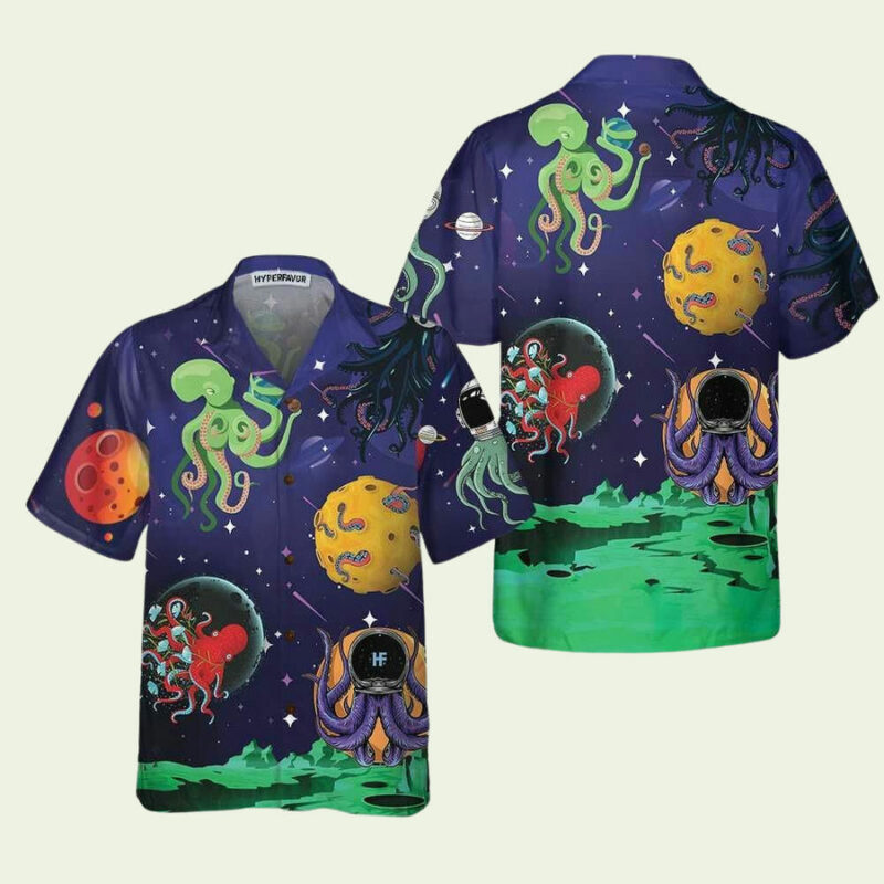 OCTOPUS ASTRONAUT OCTOPUS FUNNY ASTRONAU HAWAIIAN SHIRT