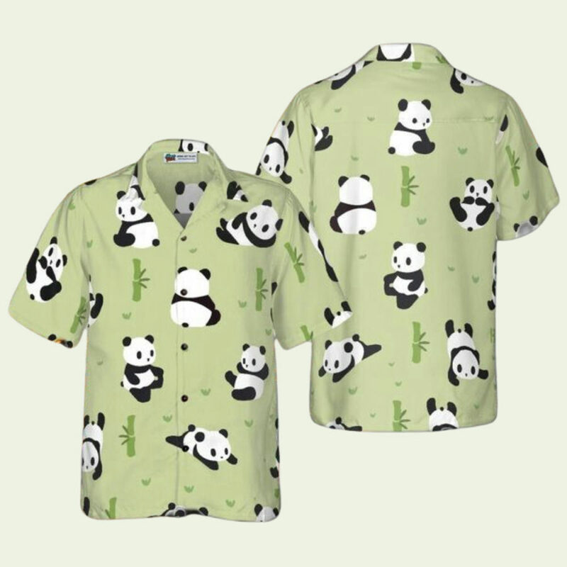 PANDA LEAF PATTERNED HAWAIIAN SHIRT