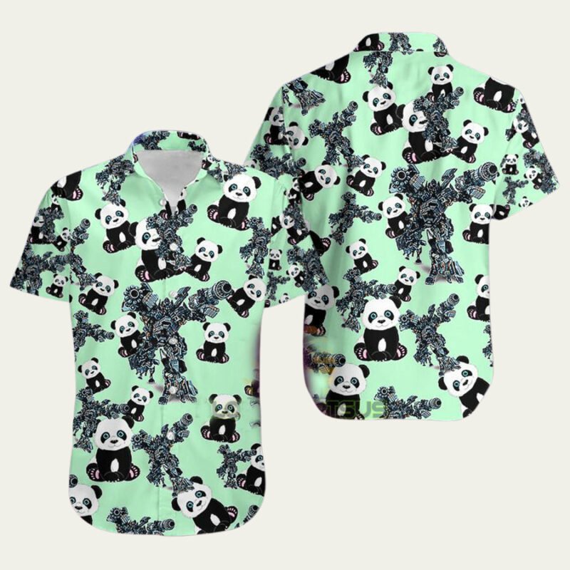 PANDA MAGIC THE TOP 8 POWER PATTERNED TRANSFORMERS HAWAIIAN SHIRT