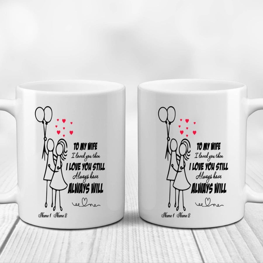 PERSONALIZED CUSTOM NAME MUGS, TO MY WIFE I LOVED YOU THEN MUGS, FUNNY WEDDING ANNIVERSARY VALENTINE'S DAY COLOR CHANGING MUG 11 OZ 15 OZ COFFEE MUG GIFTS FOR COUPLE, WIFE FROM HUSBAND