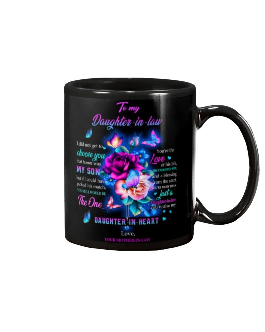 PERSONALIZED FLOWER I DIDNT GET TO CHOOSE YOU GALAXY -TO MY DAUGHTER-IN-LAW CERAMIC MUG BLACK MUG