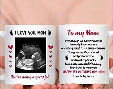 PERSONALIZED GIFTS TO NEW MOM MUG CUSTOM SONOGRAM PHOTO MUG TO MY MOM YOU'RE DOING A GREAT JOB MUG HAPPY FIRST MOTHER'S DAY FROM BABY BUMB TO 1ST MOM MUM TO BE