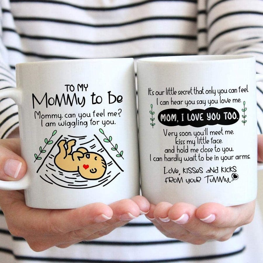 PERSONALIZED HAPPY 1ST MOTHERS DAY MOMMY, BABY'S SONOGRAM PICTURE MUG - TO MY MOMMY TO BE MUG - I AM WIGGLING FOR YOU GIFTS FOR NEW FIRST MOM MUM TO BE FROM THE BUMP COLOR CHANGING