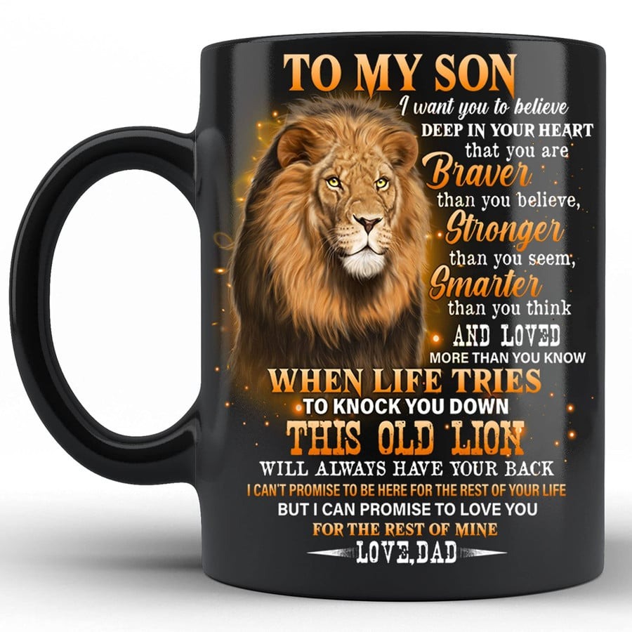 PERSONALIZED LION TO MY SON NEVER FORGET COFFEE MUG TO MY SON GIFTS FROM MOM DAD GIFTS SON-IN-LAW MUG SON EAGLE LOVER GIFTS CHRISTMAS FAMILY LOVE SON