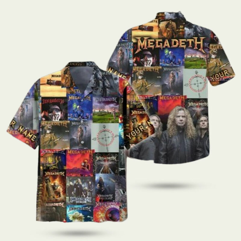 PERSONALIZED MEGADETH ALBUM COVERS COLLAGE HAWAIIAN SHIRT