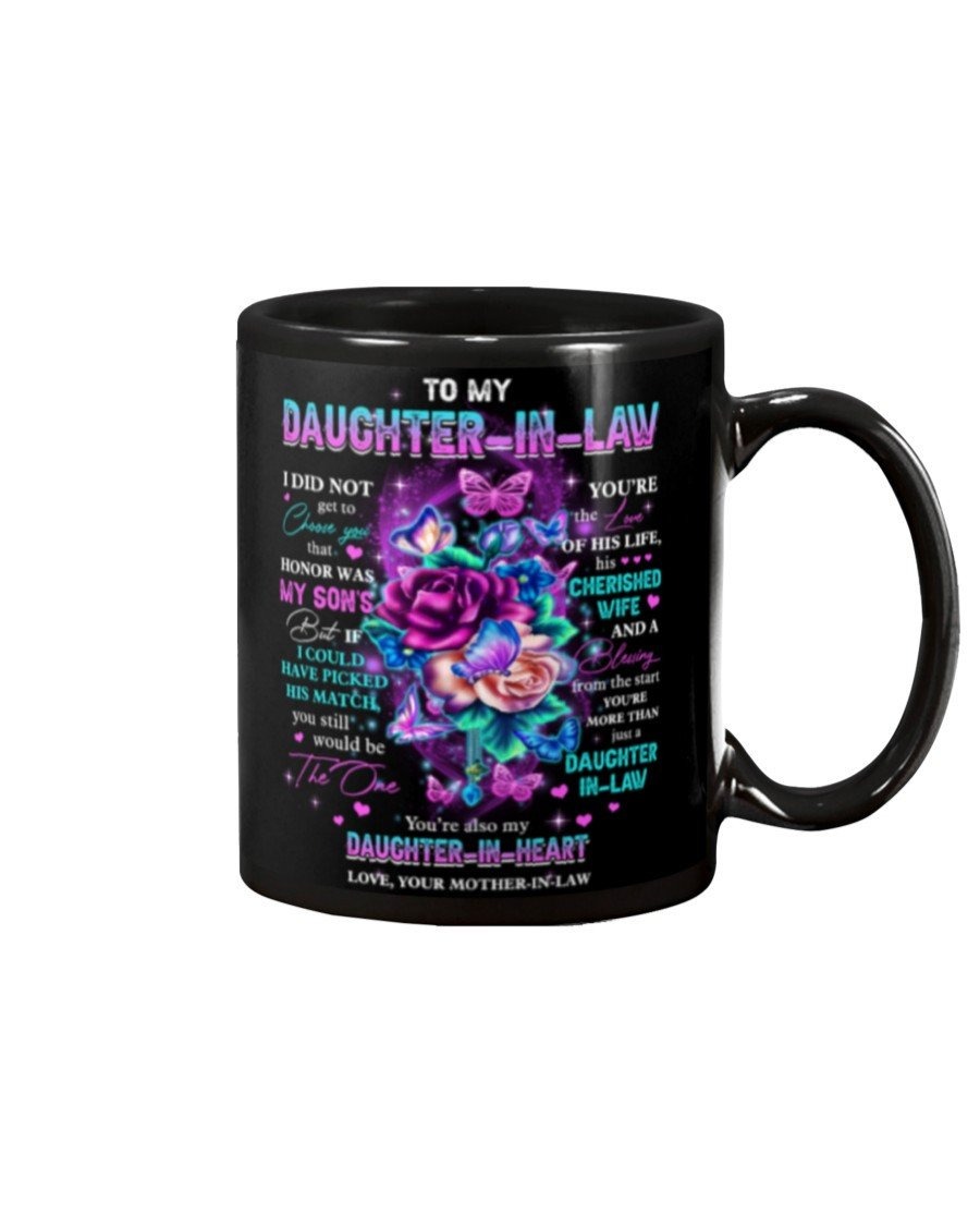 PERSONALIZED ROSES TO MY DAUGHTER IN LAW YOU ARE THE LOVE OF HIS LIFE HIS CHERISHED WIFE ABD A BLESSING FROM THE START CERAMIC MUG TAE MUG