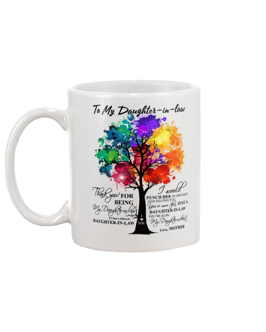 PERSONALIZED TO MY DAUGHTER-IN-LAW TREE THEME MUG FROM MOTHER THANK YOU FOR BEING MY DAUGHTER-IN-LAW MEANINGFUL GIFT COFFEE MUG CHRISTMAS BIRTHDAY PRESENT