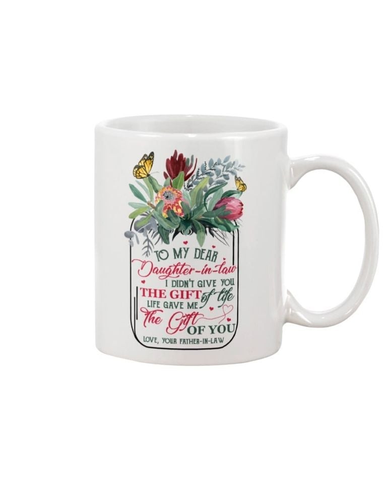 PERSONALIZED TO MY DEAR DAUGHTER-IN-LAW MUG, BEST BIRTHDAY CHRISTMAS GIFT FOR DAUGHTER-IN-LAW, FLORAL MUG