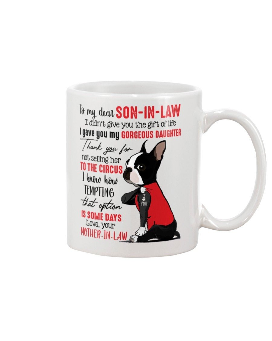 PERSONALIZED TO MY DEAR SON-IN-LAW MUG FRENCHIE BULLDOG GIFTS FROM MOTHER-IN-LAW COFFEE MUG