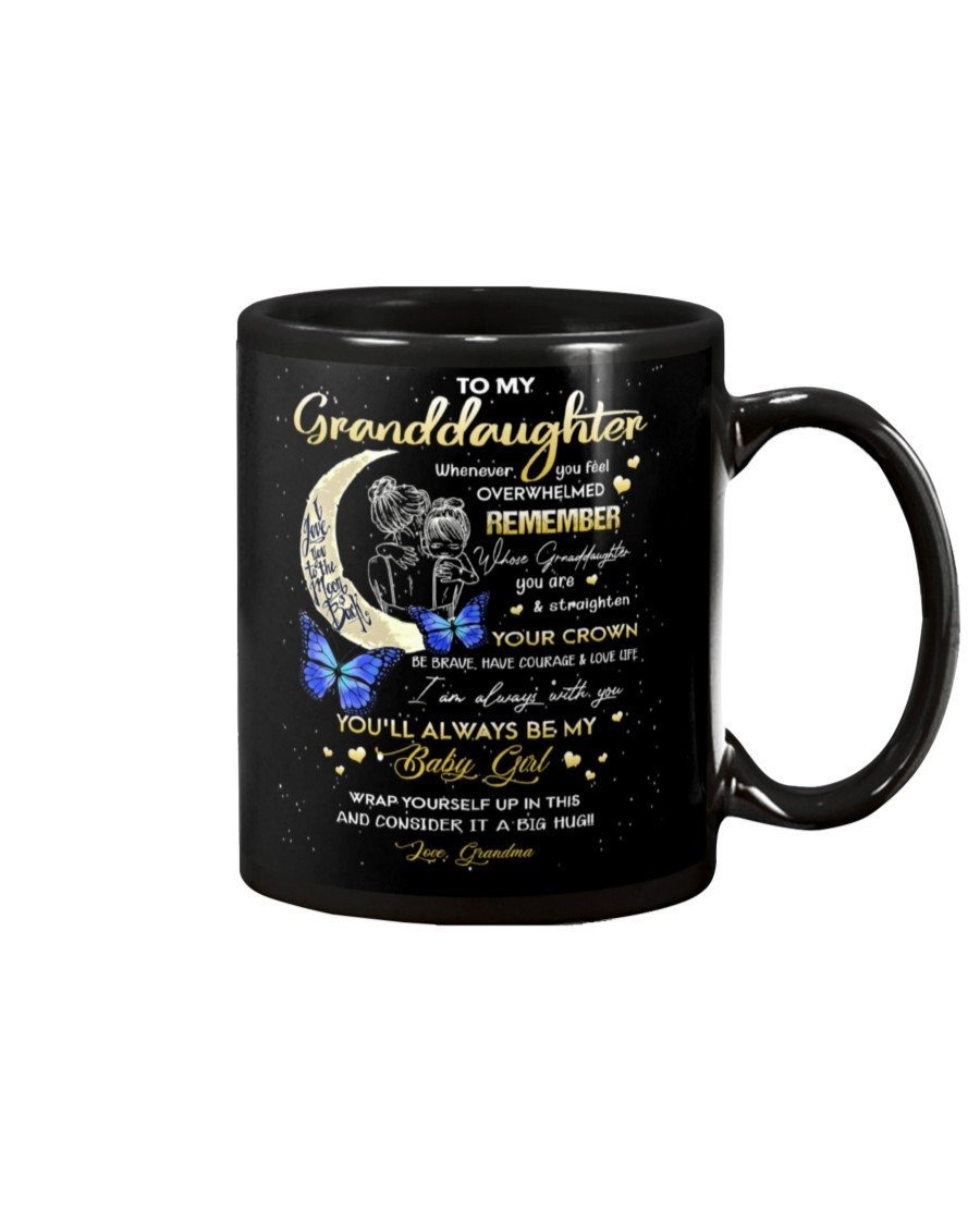 PERSONALIZED TO MY GRANDDAUGHTER MUG MOON WRAP YOURSELF UP IN THIS & CONSIDER IT A BIG HUG PERFECT GIFTS FOR CHRISTMAS NEW YEAR BIRTHDAY GRADUATION WEDDING BLACK MUG