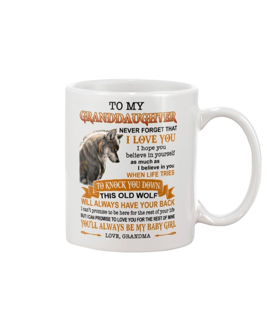 PERSONALIZED TO MY GRANDDAUGHTER MUG WOLF AMAZING GIFTS FOR GRANDDAUGHTER NEVER FORGET THAT I LOVE YOU FOR CHRISTMAS NEW YEAR BIRTHDAY GRADUATION WEDDINGWHITE MUG CERAMIC MUG