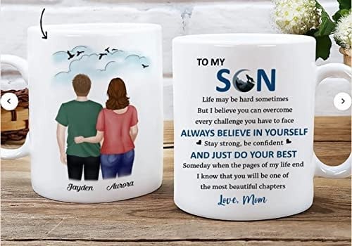 PERSONALIZED TO MY SON ALWAYS BELIEVE IN YOURSELF QUOTE CERAMIC COFFEE MUG