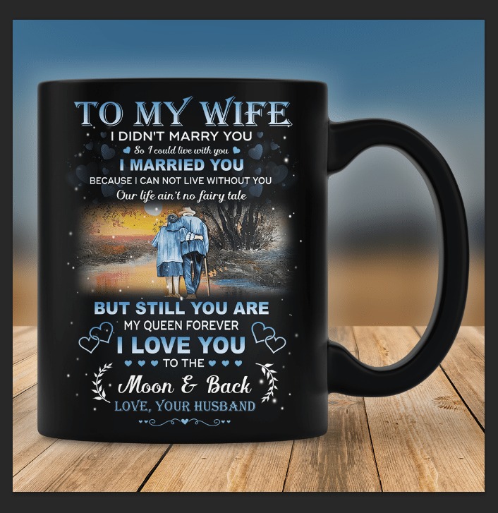 PERSONALIZED TO MY WIFE LOVE MUG FOR COUPLE, ANNIVERSARY VALENTINE DAY GIFTS, GIFTS FOR MEN AND WOMEN, I LOVE YOU TO THE MOON AND BACK, GIFT FOR WIFE ON MOTHER'S DAY