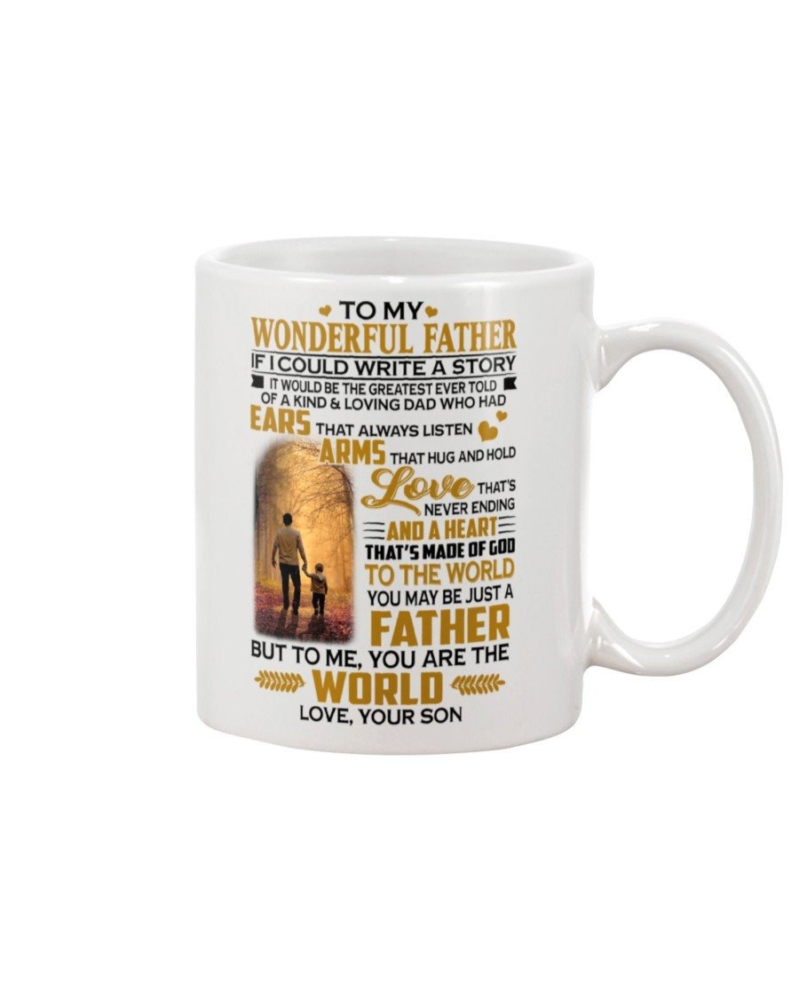 PERSONALIZED TO MY WONDERFUL FATHER MUG GIFT FROM SON TO FATHER, BUT TO ME YOU ARE THE WORLD