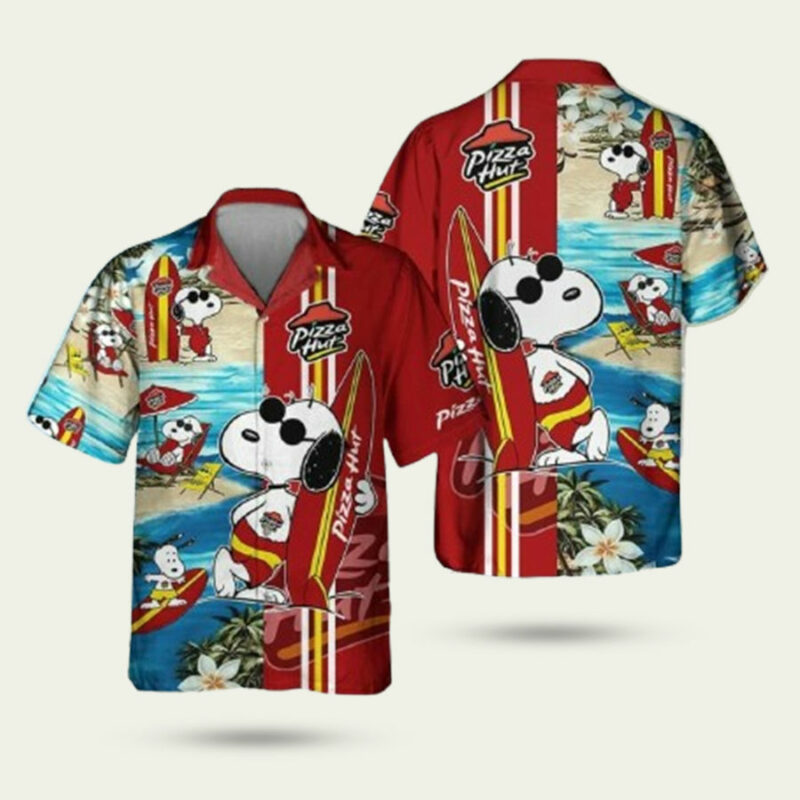 PIZZA HUT FOOD SNOOPY BEACH HAWAIIAN SHIRT