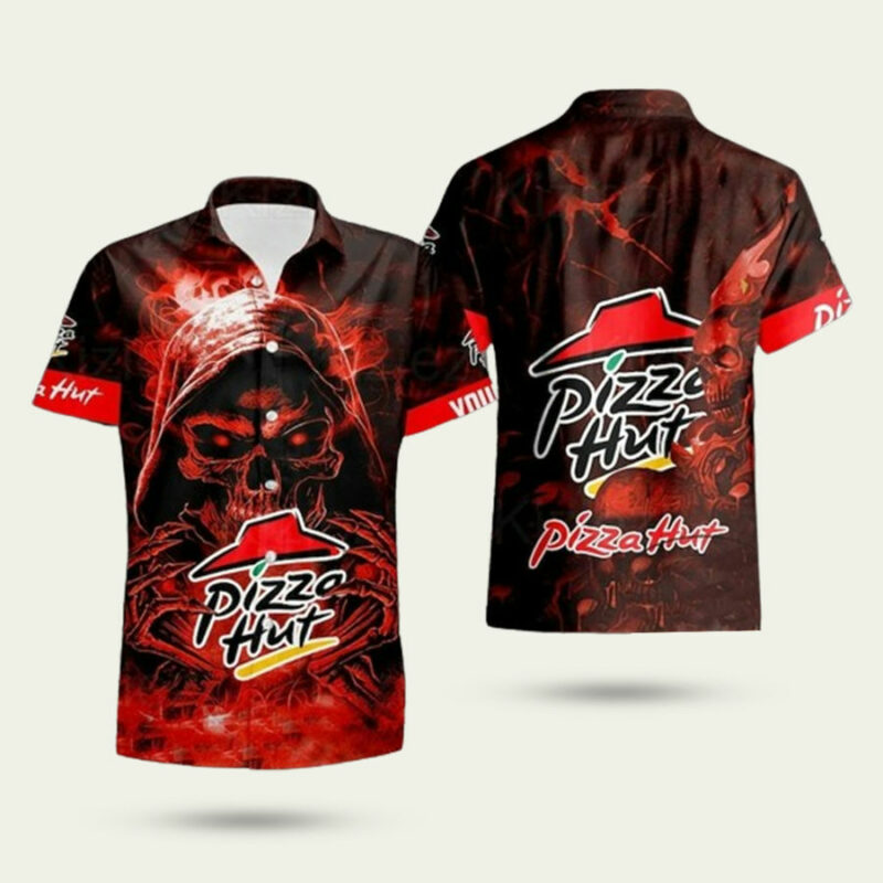 PIZZA HUT SKULL DEATH HAWAIIAN SHIRT