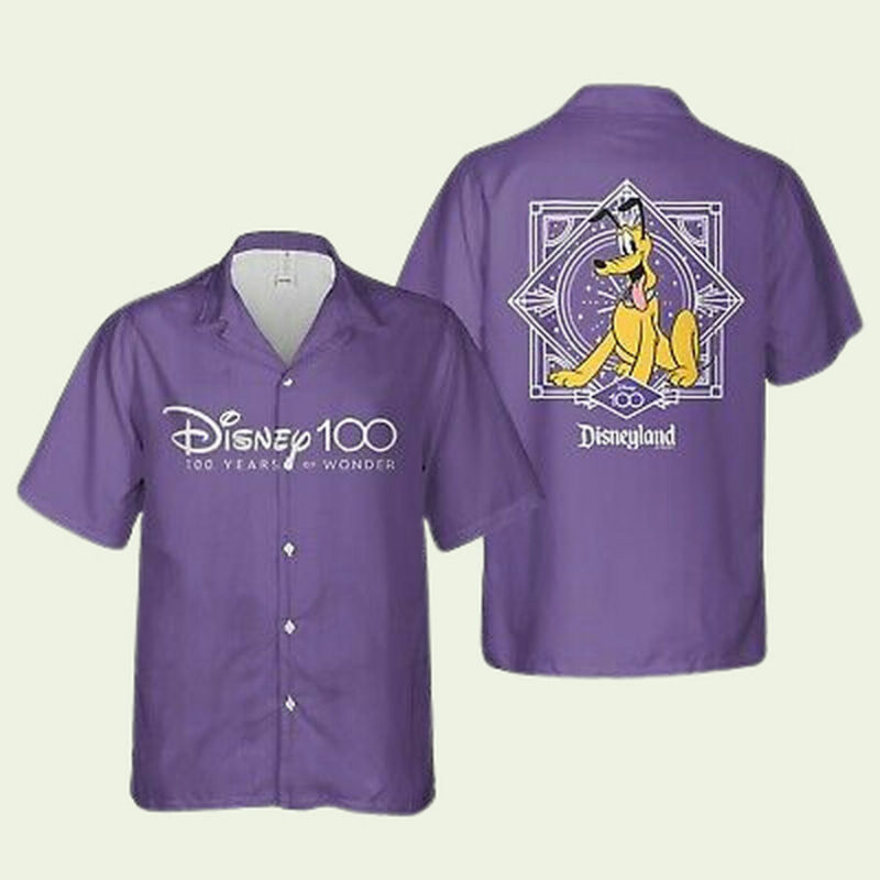 PLUTO DOG 100 YEARS OF WONDER DISNEY ANNIVERSARY DISNEYLAND TRIP HAWAIIAN SHIRT