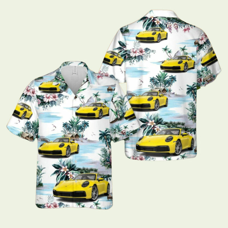 PORSCHE 911 RACING YELLOW HAWAIIAN SHIRT