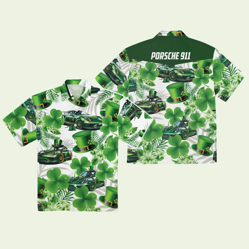 PORSCHE 911 ST PATRICKS DAY HAWAIIAN SHIRT