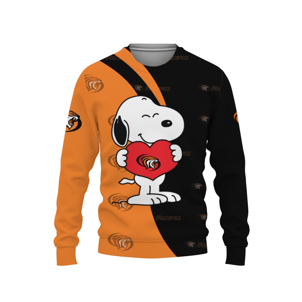 Pacific Tigers Snoopy Cute Heart American Sports Team Sweatshirt-3D Sweatshirt