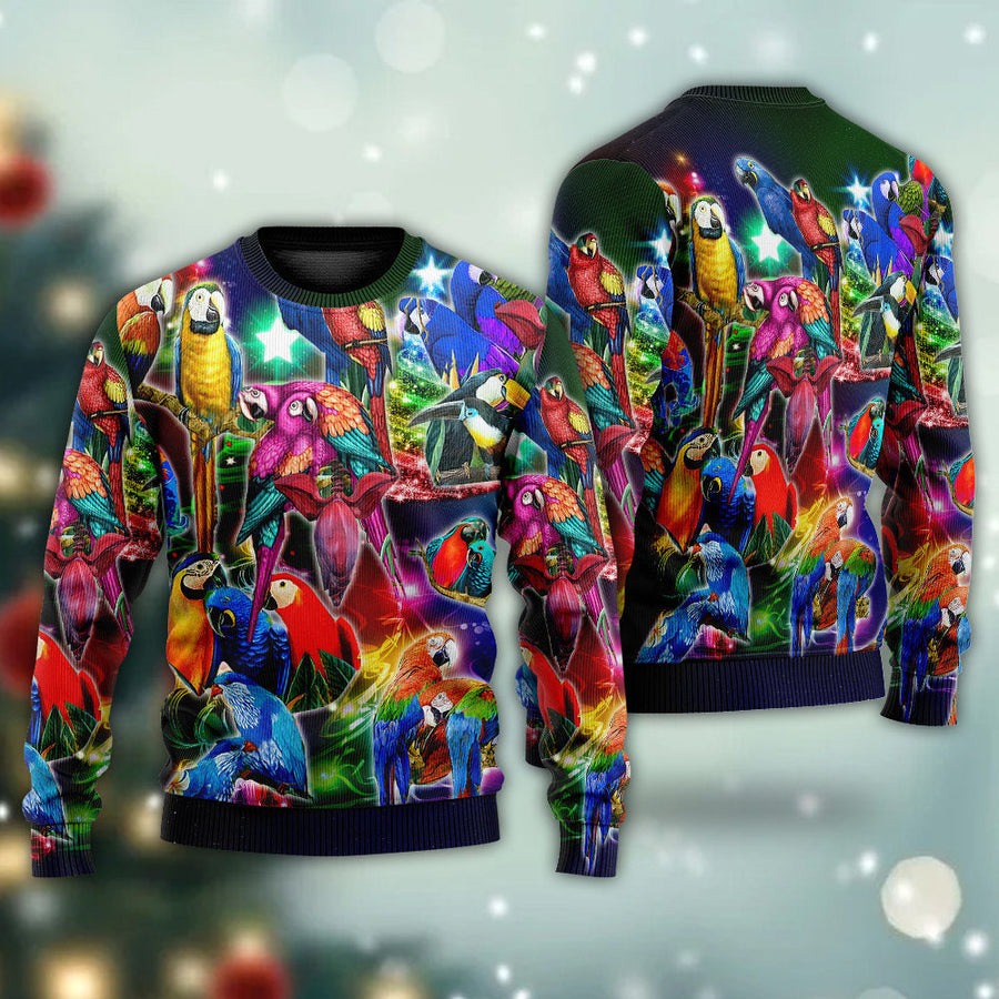 Parrot Tropical Merry Christmas - Sweater - Ugly Christmas Sweaters