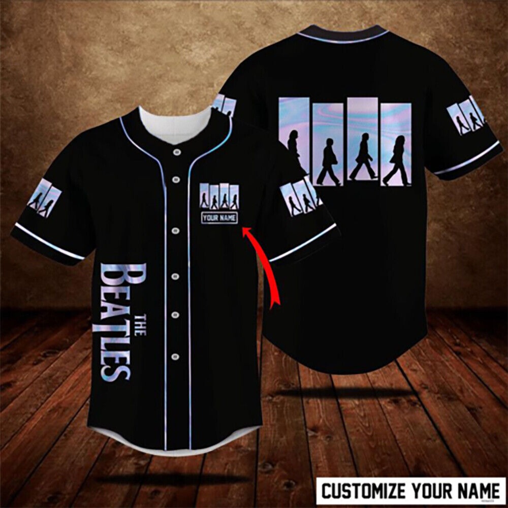 Personalize The Beatles Rock Band Baseball Jersey Print Shirt Men Women S-5XL Black
