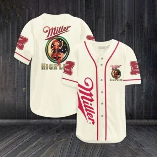 Personalized Beige Miller Beer Baseball Jersey Shirt