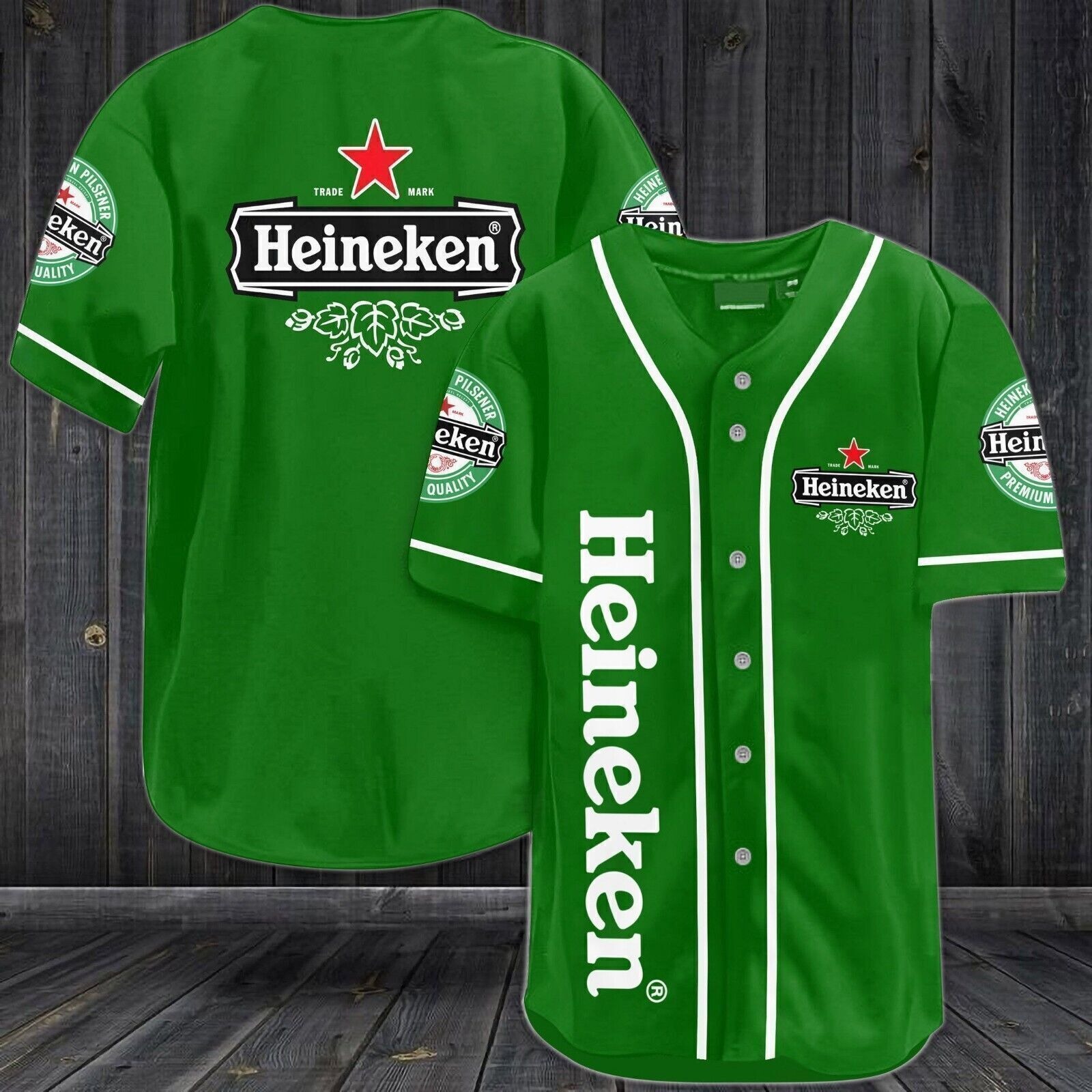 Personalized Green Heineken Beer Baseball Jersey Shirt