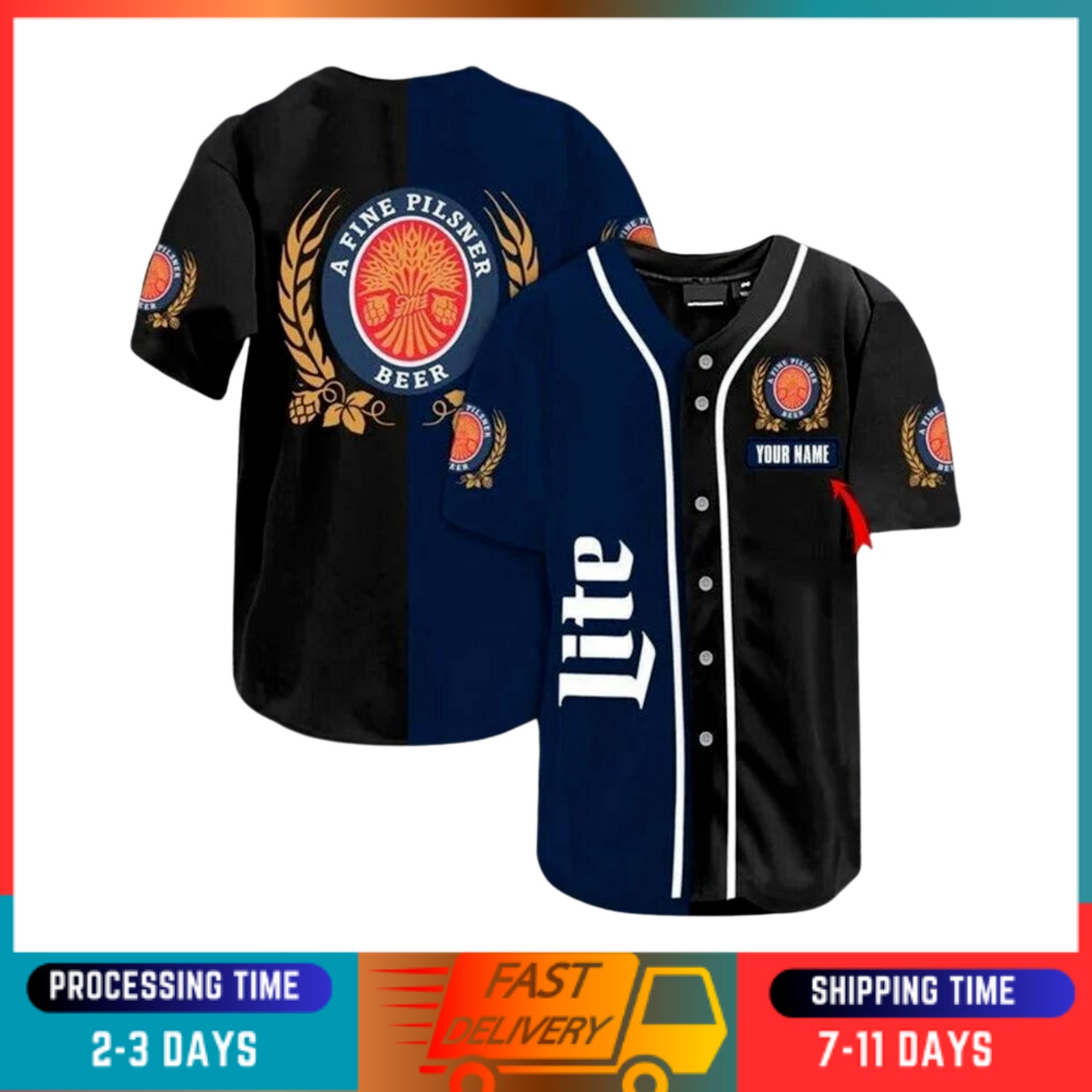 Personalized Miller Lite Beer Lovers Fanmade Baseball Jersey Shirt