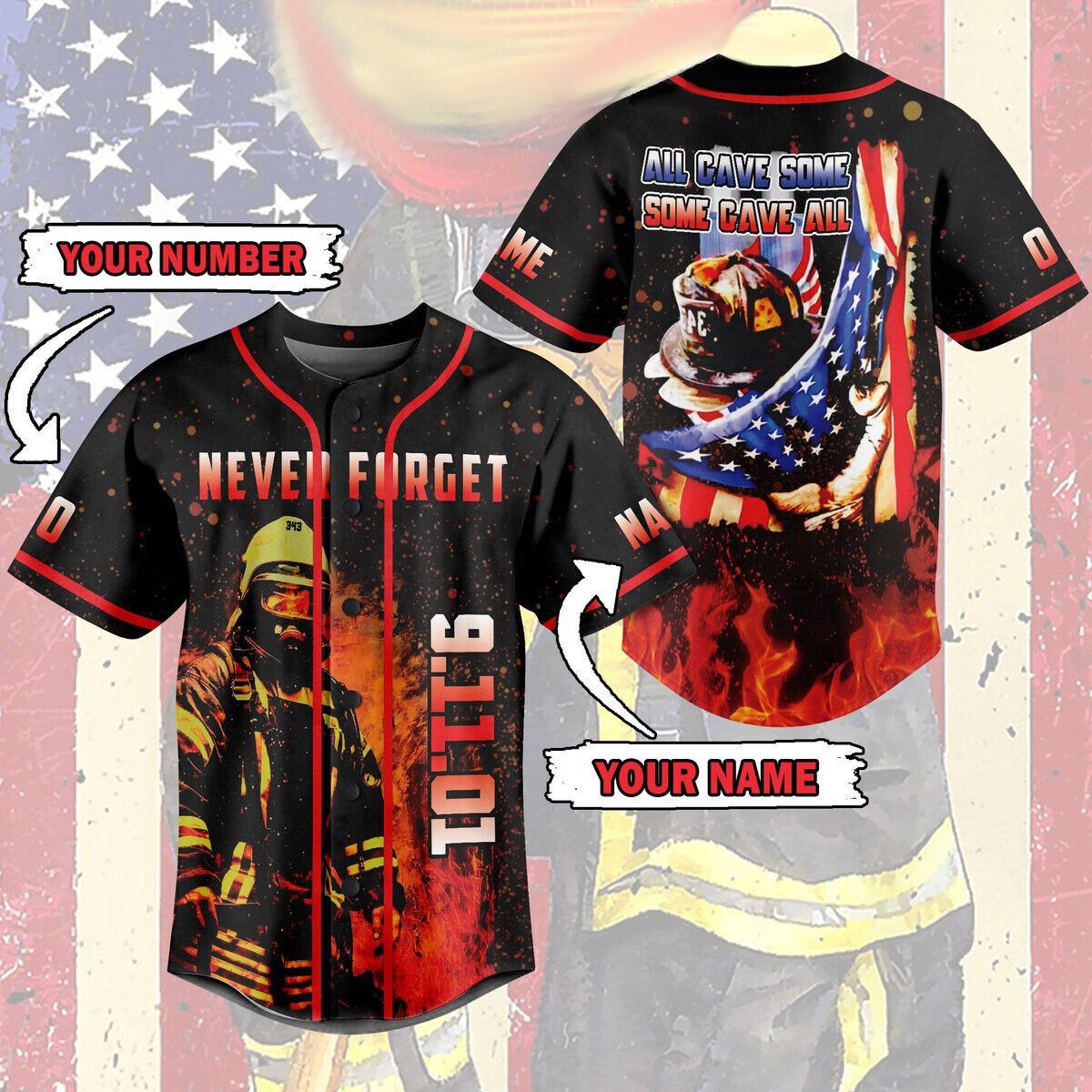 Personalized Never Forget September 11 All Gave Some Baseball Jersey Shirt S-5XL