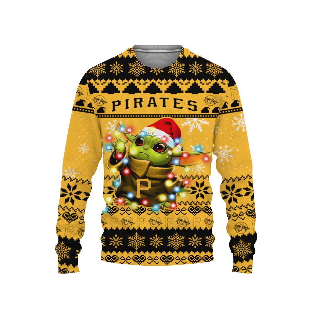 Pittsburgh Pirates Baby Yoda Star Wars Sports Football American Ugly Christmas Sweater New Trends For Fans Club Gifts Unisex, Hoodie, Sweatshirt-3D Sweatshirt