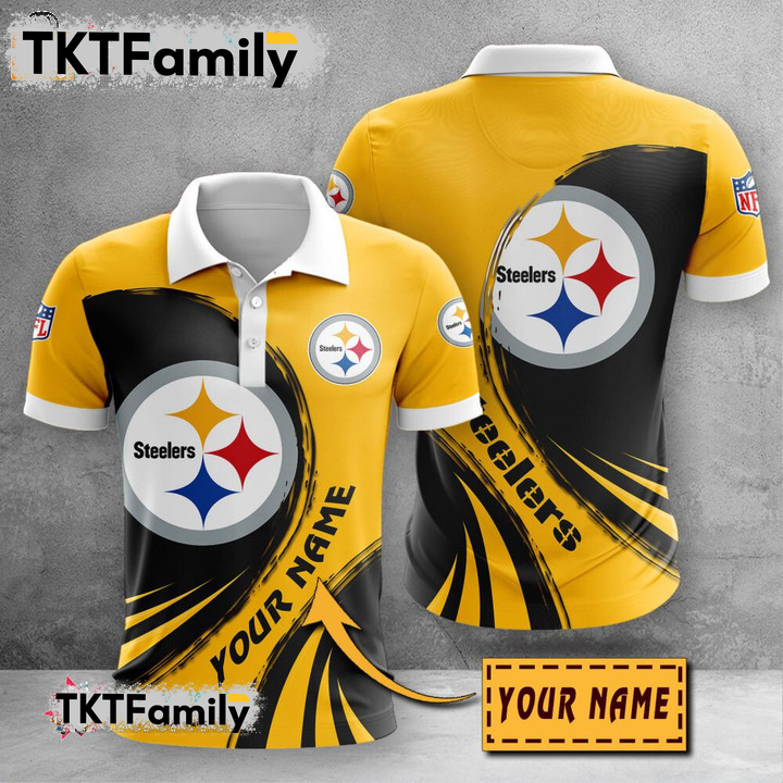Pittsburgh Steelers Custom Name 3D Polo Shirt TKT Familys