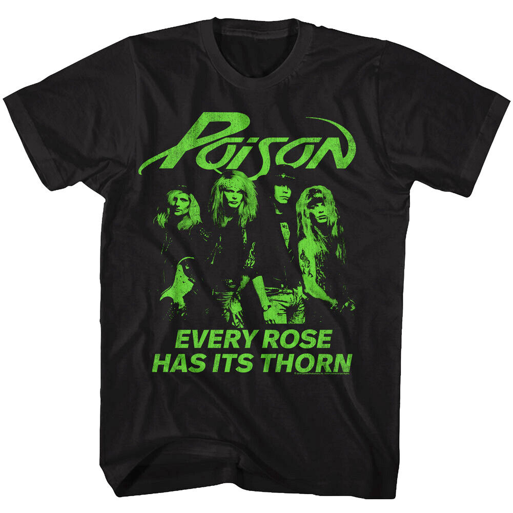 Poison Every Rose Has Its Thorn Men's T Shirt Green Rock Band Album Cover Tee