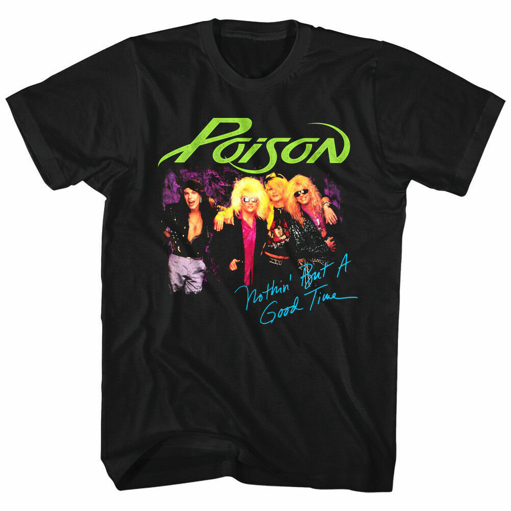 Poison Nothin But a Good Time Men's T Shirt Rock Band Album Cover Art Tour Merch