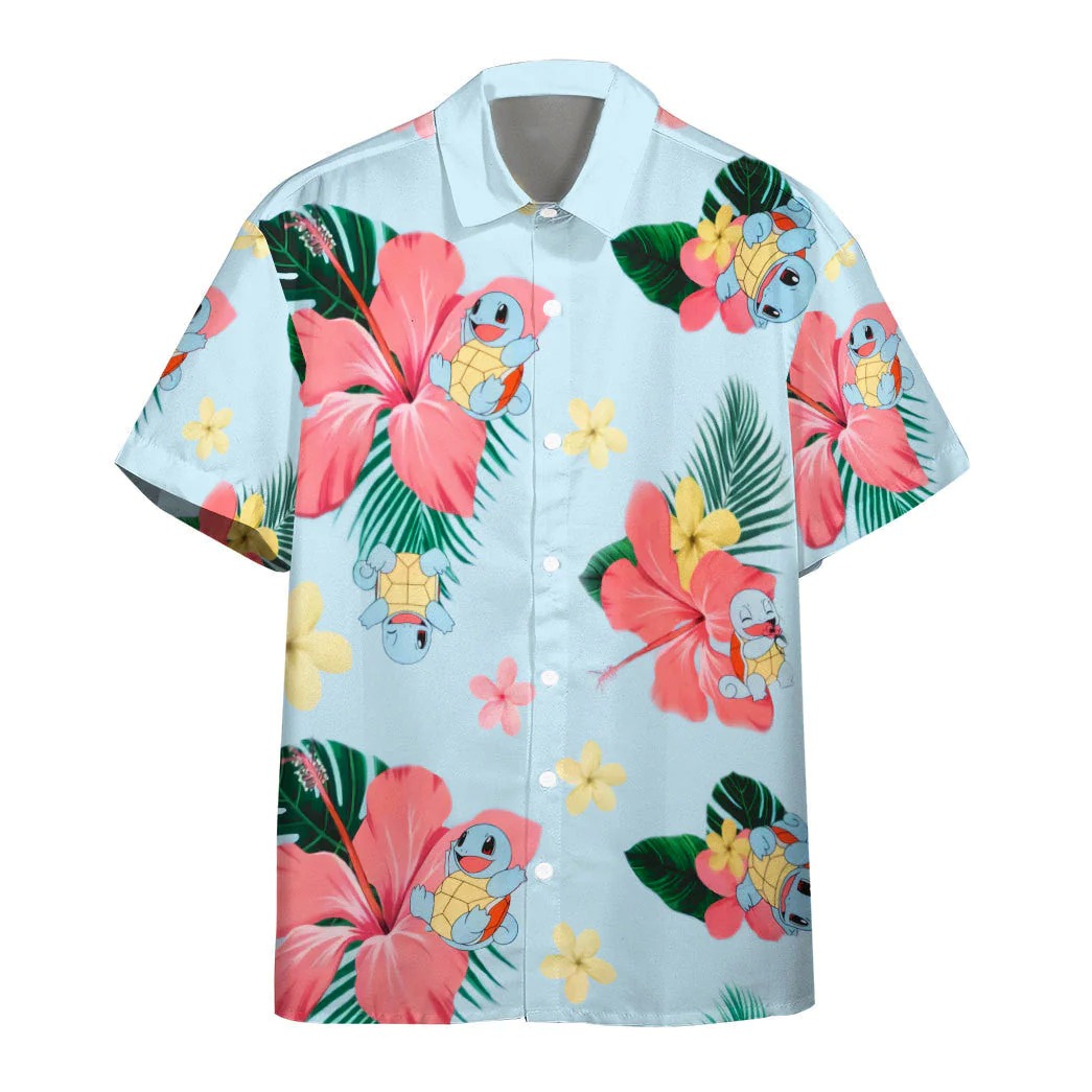 Pokemom Squirtle Tropical Hawaiian Shirt, Beach Shirt For Family, S-5XL US Size