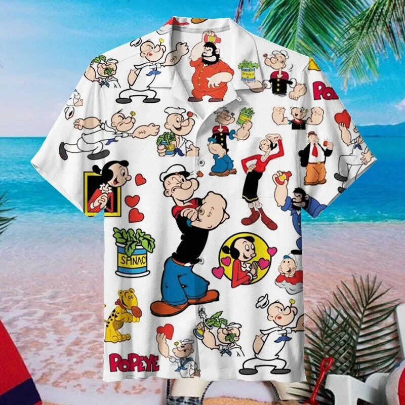 Popeye the Sailor HAWAIIAN SHIRT, S-5XL US Size, Gift For Fans, Beach Shirt