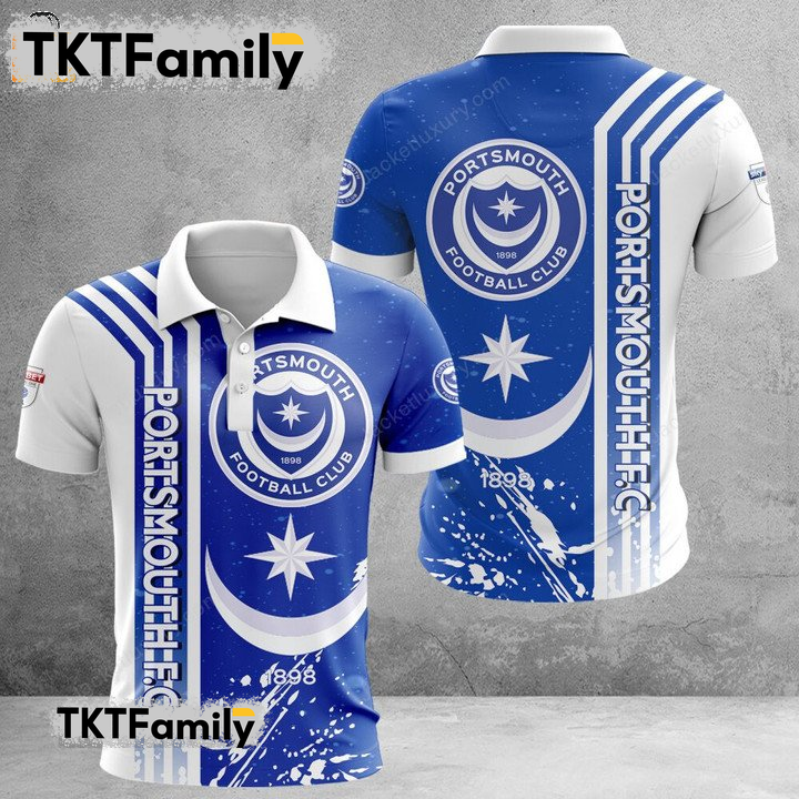 Portsmouth F.C 3D Polo Shirt TKT Familys