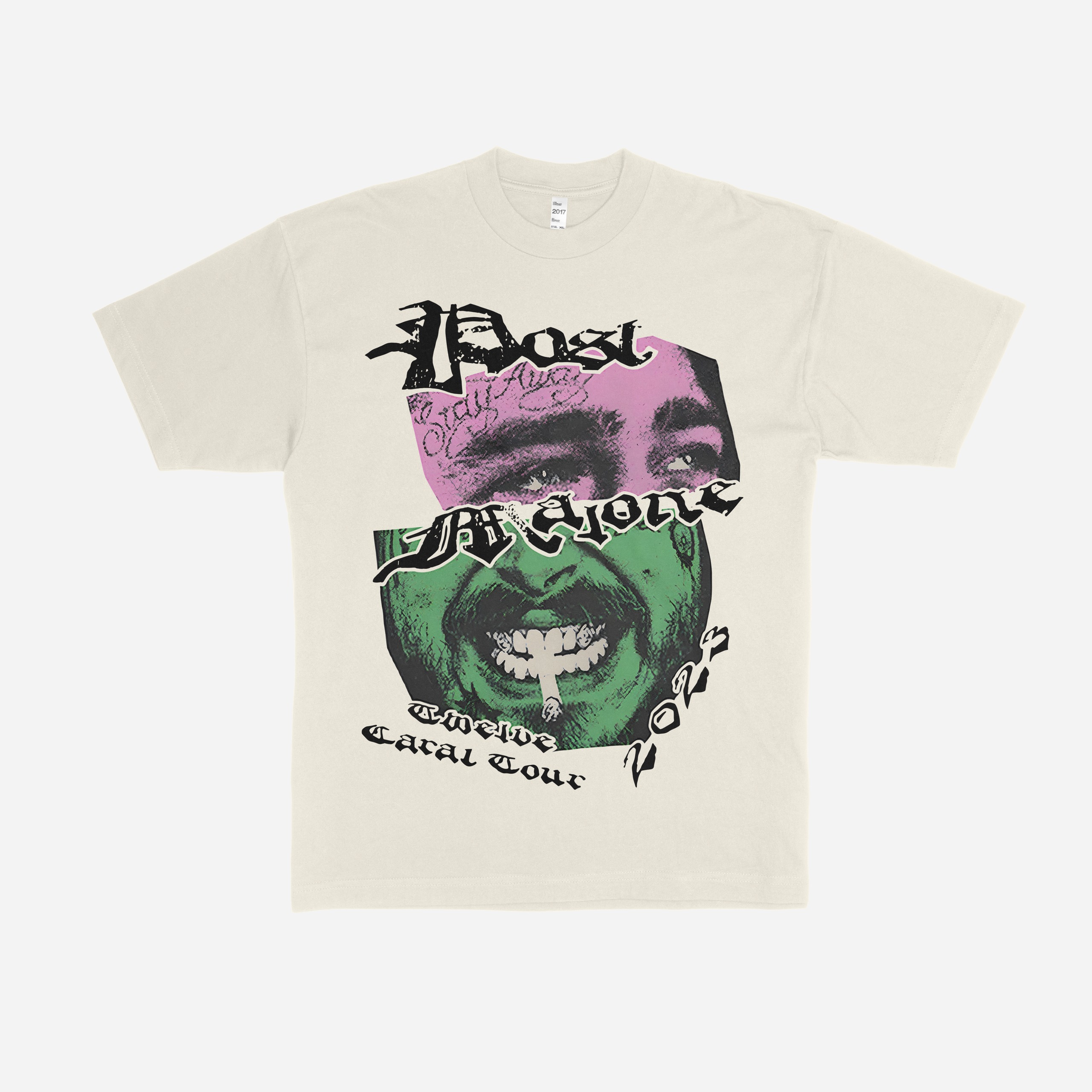 Post Malone Green Purple Faces Tour Graphic T-Shirt