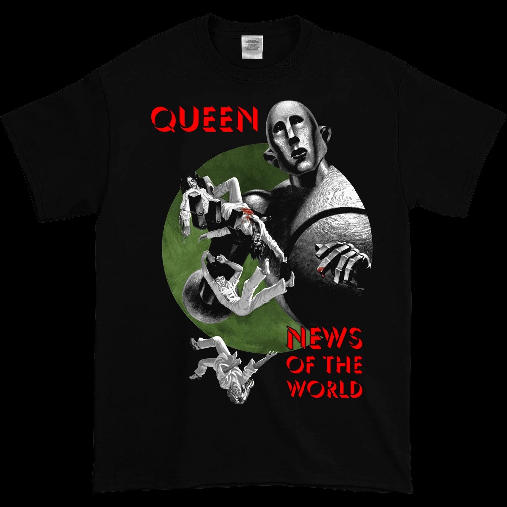 QUEEN NEWS OF THE WORLD T-SHIRT NEW BLACK TEE