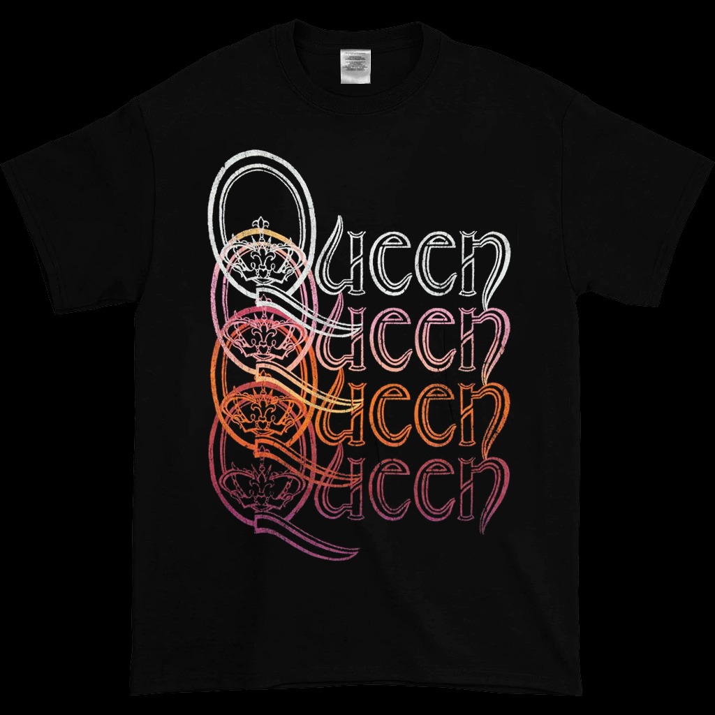 QUEEN REPEAT LOGO T-SHIRT NEW BLACK TEE